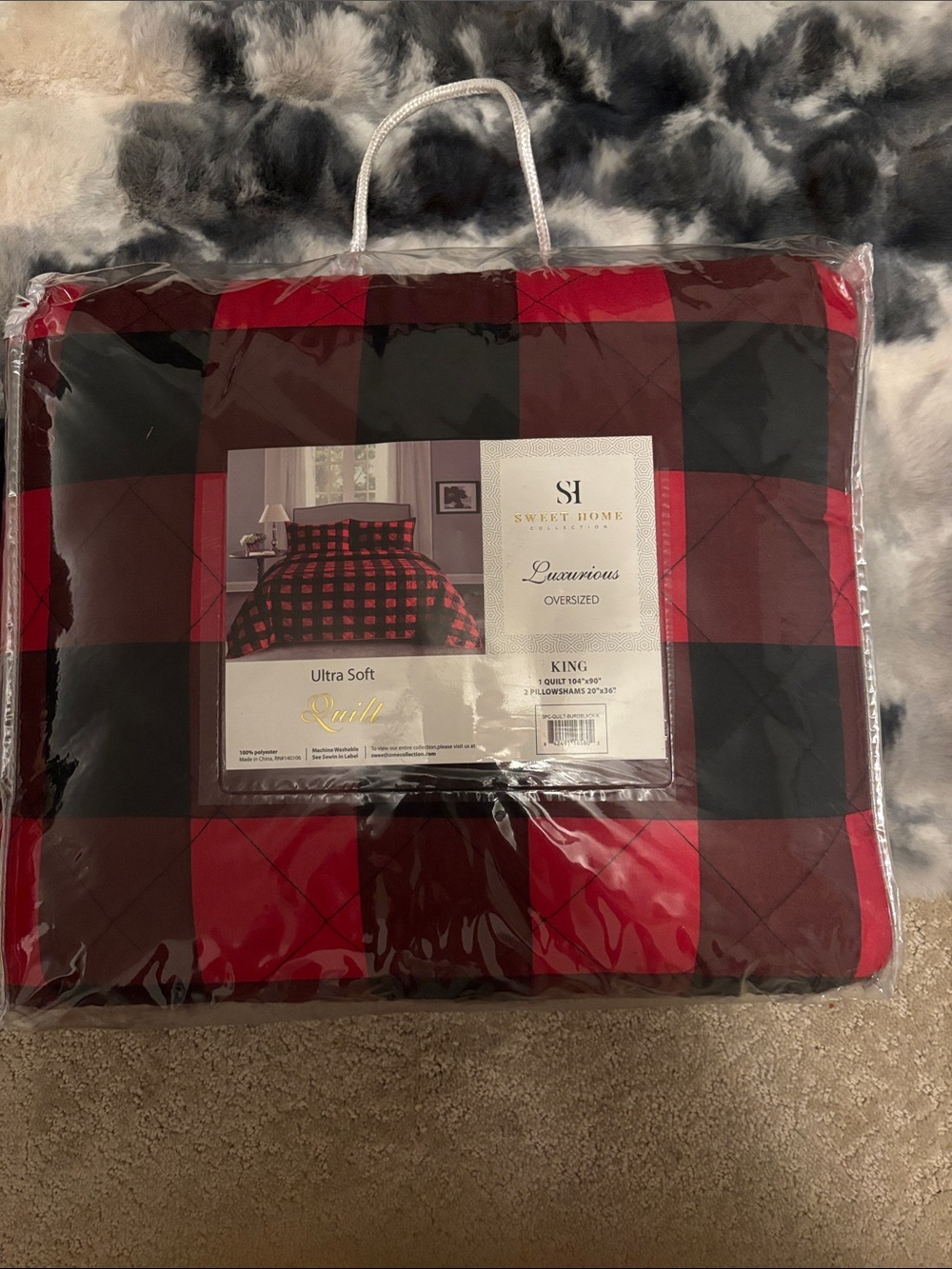 King Buffalo Plaid Comforter - Red and Black